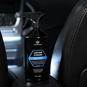 TriNova Leather Cleaner for Couch, Car Interior, Bags, Jackets, Saddles. Safe for use in Home or Car, Microfiber Included 18oz