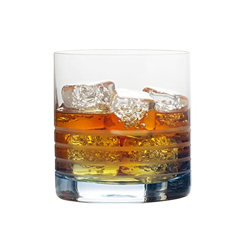 Mikasa Cal Ombre Double Old Fashioned Whiskey Glasses, 4 Count (Pack of 1), Blue