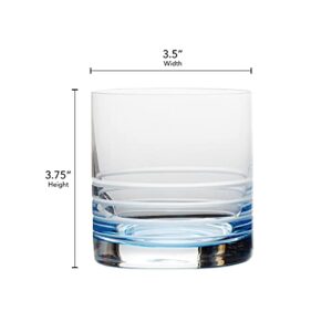 Mikasa Cal Ombre Double Old Fashioned Whiskey Glasses, 4 Count (Pack of 1), Blue