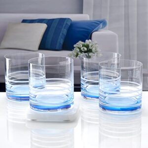 Mikasa Cal Ombre Double Old Fashioned Whiskey Glasses, 4 Count (Pack of 1), Blue