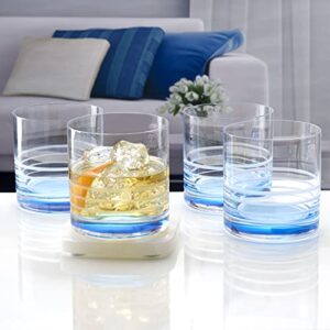 Mikasa Cal Ombre Double Old Fashioned Whiskey Glasses, 4 Count (Pack of 1), Blue