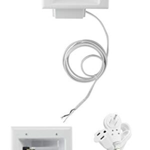 DATA COMM Electronics In Wall Cable Management Kit With Duplex Power Outlet - Behind Wall TV Wire Kit Low Voltage In Wall Cord Concealer For Sleek TV Setup - Easy DIY without Electrician,White