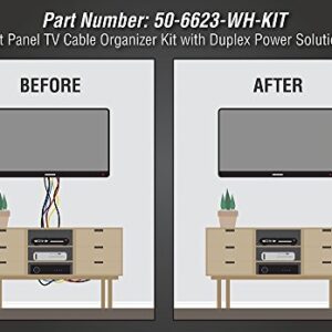 DATA COMM Electronics In Wall Cable Management Kit With Duplex Power Outlet - Behind Wall TV Wire Kit Low Voltage In Wall Cord Concealer For Sleek TV Setup - Easy DIY without Electrician,White