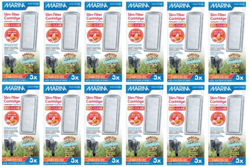 Hagen Marina Slim Filter Zeolite Plus Ceramic Cartridge for Aquarium, 3 count (12 Pack)