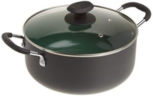 gibson home eco-friendly hummington forged aluminum non-stick ceramic cookware with soft touch bakelite handle, 5-quart dutch oven, grey and green