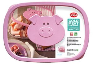 snips stackable storage cold meat saver, clear with pink pig
