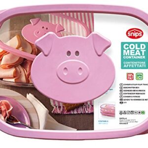 Snips Stackable Storage Cold Meat Saver, Clear with Pink Pig