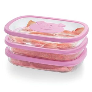 Snips Stackable Storage Cold Meat Saver, Clear with Pink Pig