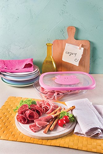 Snips Stackable Storage Cold Meat Saver, Clear with Pink Pig