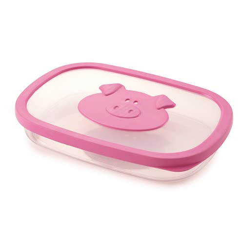 Snips Stackable Storage Cold Meat Saver, Clear with Pink Pig