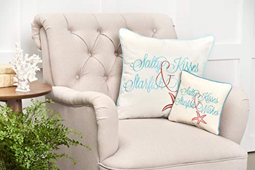 C&F Home 10" Embroidered Salty Kisses Starfish Wishes Throw Pillow Decorative Cotton Beach Inspirational Quote Ocean Coastal Small Throw Accent Seashore Pillow Decor Decoration 10 x 10 Multi