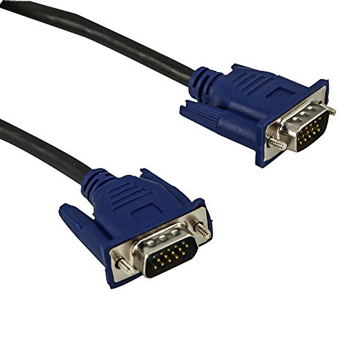 Premium Blue Connectors HD15 Male to Male SVGA VGA Long Video Monitor Cable for TV Computer Projector 6 feet