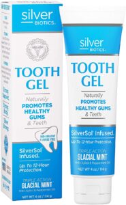silver biotics - tooth gel - silversol nano-silver infused gel for all natural gum & teeth protection (glacial mint) 4oz.