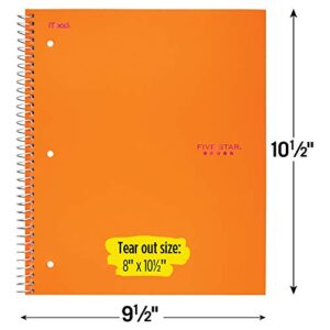 Five Star Spiral Notebook, 1 Subject, Wide Ruled Paper, 100 Sheets, 10-1/2" x 8", Orange (38734)