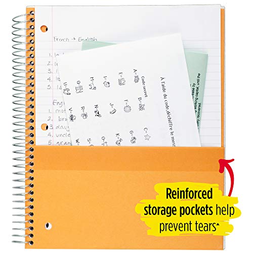 Five Star Spiral Notebook, 1 Subject, Wide Ruled Paper, 100 Sheets, 10-1/2" x 8", Orange (38734)