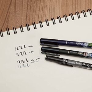 Tombow 82040 Fudenosuke Brush Pen, Twin Tip, Black/Gray Fudenosuke Brush Pen for Calligraphy and Art Drawings