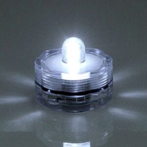 bluedot trading 24 white super bright led submersible waterproof tea light ambiance candles for weddings, parties, floral arrangements, centerpieces, and more