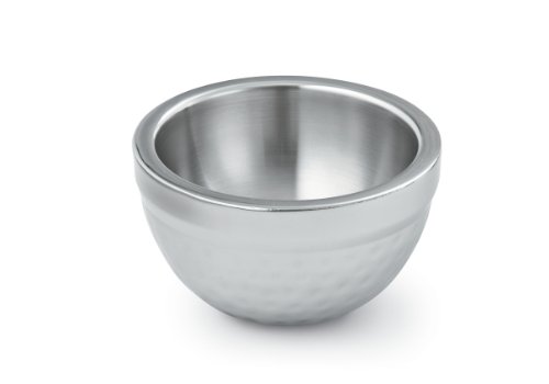 NUCU Artisan Insulated, Double-Wall Hammered Stainless Steel Serving Bowl, 14-Ounce Capacity