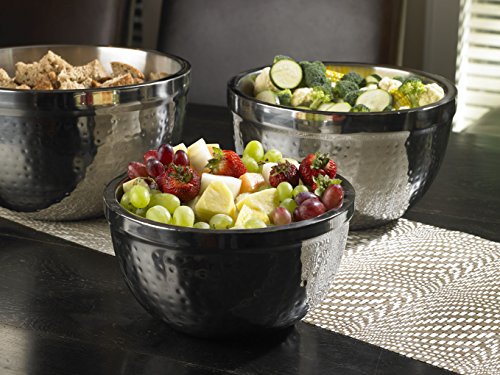 NUCU Artisan Insulated, Double-Wall Hammered Stainless Steel Serving Bowl, 14-Ounce Capacity