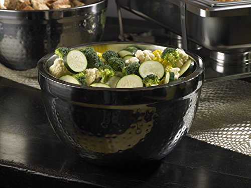 NUCU Artisan Insulated, Double-Wall Hammered Stainless Steel Serving Bowl, 14-Ounce Capacity