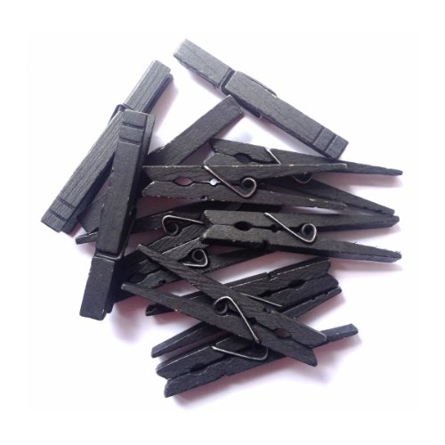 LWR CRAFTS Wooden Large Clothespins 3-5/16" 8.4cm 30 Pieces Per Pack (Black)