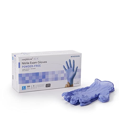 McKesson Confiderm 3.5C Nitrile Exam Gloves, Non-Sterile, Powder-Free, Blue, Medium, 200 Count, 1 Box