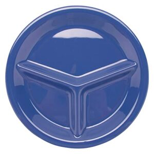 G.E.T. CP-10-PB Heavy-Duty 3-Compartment Divided Plastic Plates, 10.25", Peacock Blue (Set of 12)