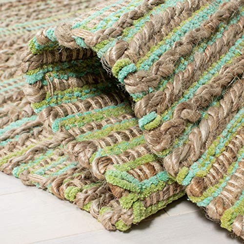 SAFAVIEH Cape Cod Collection Accent Rug - 3' x 5', Green, Handmade Flat Weave Jute, Ideal for High Traffic Areas in Entryway, Living Room, Bedroom (CAP851C)