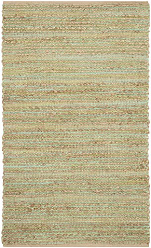 SAFAVIEH Cape Cod Collection Accent Rug - 3' x 5', Green, Handmade Flat Weave Jute, Ideal for High Traffic Areas in Entryway, Living Room, Bedroom (CAP851C)