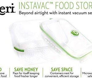 Ozeri INSTAVAC Green Earth Food Storage Container Set, BPA-Free 8-Piece Nesting Set with Vacuum Seal and Locking Lids