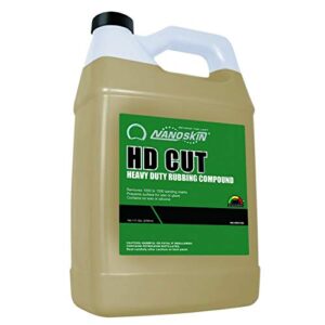 nanoskin hd cut heavy duty rubbing compound 1 gallon - for auto body shop, car wash, car detailing & buffing | removes heavy sand scratches and oxidation from painted clear coat and gel coat surfaces