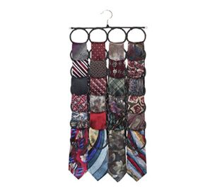 marcus mayfield men's tie rack, the no snags, best space saving, tie & scarf hanger for ties, scarves & accessories | closet organizer & holder | stores over 2 dozen ties (1-black)