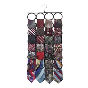 Marcus Mayfield Men's Tie Rack, The No Snags, Best Space Saving, Tie & Scarf Hanger for Ties, Scarves & Accessories | Closet Organizer & Holder | Stores Over 2 Dozen Ties (1-Black)