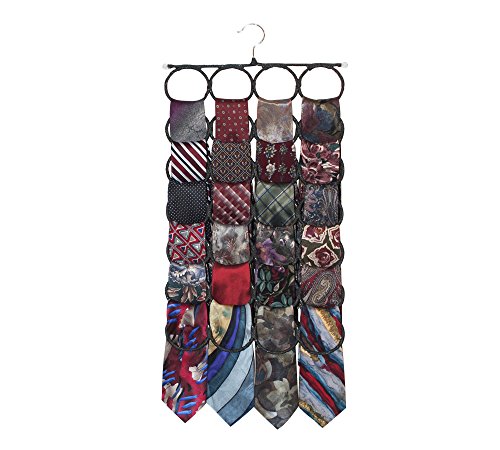 Marcus Mayfield Men's Tie Rack, The No Snags, Best Space Saving, Tie & Scarf Hanger for Ties, Scarves & Accessories | Closet Organizer & Holder | Stores Over 2 Dozen Ties (1-Black)