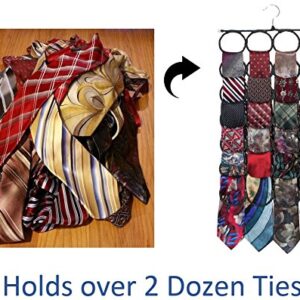 Marcus Mayfield Men's Tie Rack, The No Snags, Best Space Saving, Tie & Scarf Hanger for Ties, Scarves & Accessories | Closet Organizer & Holder | Stores Over 2 Dozen Ties (1-Black)