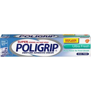 super poligrip denture adhesive cream: 2 packs of 2.4 oz