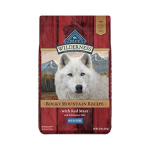 blue buffalo wilderness rocky mountain recipe high protein, natural senior dry dog food, red meat 22-lb