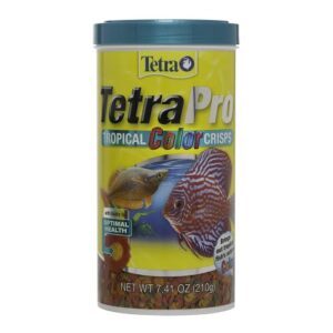 tetra pro fish food, tropical color crisps with color enhancers, floating fish food, 7.41 ounce