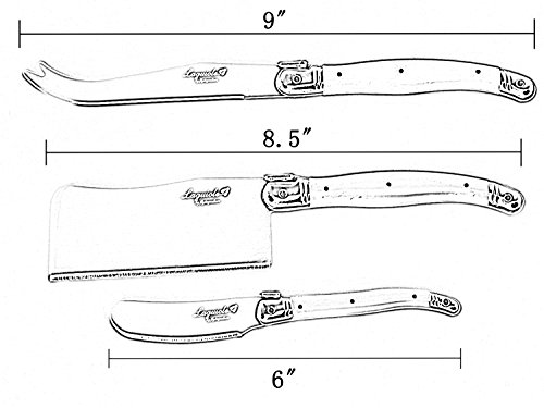 Laguiole By FlyingColors Cheese Knife Butter Knife Spreader Set, Stainless Steel, Black Color Handle, 3 Pieces