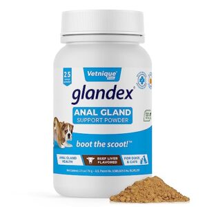glandex dog & cat anal gland sac fiber supplement powder with pumpkin, digestive enzymes & probiotics – vet recommended healthy bowels & digestion - boot the scoot 2.5oz beef liver - by vetnique labs