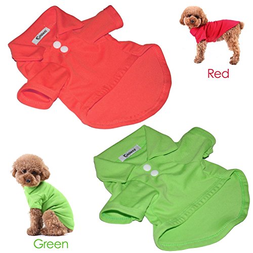 KINGMAS 4 Pieces Dog T-Shirt, Breathable Pet Shirts, Puppy Sweatshirt Dog Clothes Outfit Apparel Coats (Blue, Green, Red, Orange) - Medium