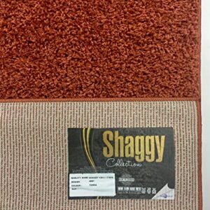 Shaggy Collection Solid Color Shag Area Rugs (Burnt Orange, 5'x7') (4097)