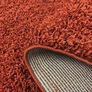 Shaggy Collection Solid Color Shag Area Rugs (Burnt Orange, 5'x7') (4097)