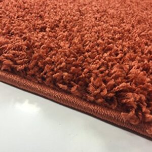 Shaggy Collection Solid Color Shag Area Rugs (Burnt Orange, 5'x7') (4097)