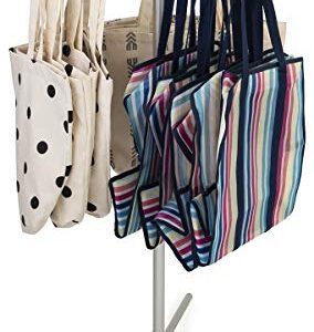 Displays2go Three-Way Straight Arm Garment Rack, Portable- Aluminum