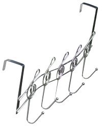 Southern Homewares Music Note Treble Clef Shape Over The Door Metal Rack, 5 Hanger Hooks Chrome Plated