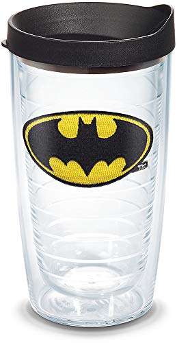 Tervis 1083744 Batman Tumbler with Emblem and Black Lid 16oz, Clear