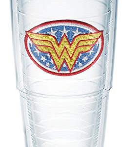 Tervis Wonder Woman Tumbler with Emblem and Blue Lid 24oz, Clear