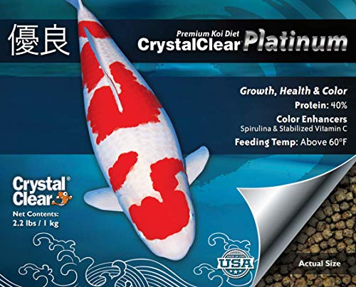 CrystalClear Platinum Rapid Growth Koi Fish Food with Added Vitamins & Spirulina, 3mm Pellets, 2.2 Pounds