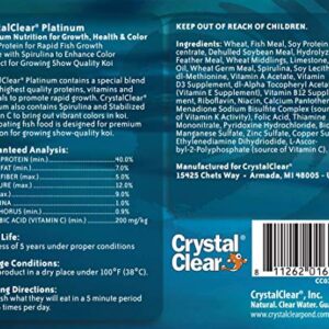 CrystalClear Platinum Rapid Growth Koi Fish Food with Added Vitamins & Spirulina, 3mm Pellets, 2.2 Pounds